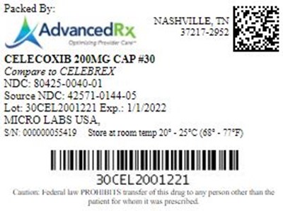 Celecoxib 200mg Cap Qty 30 NDC 80425-0040.jpg Celecoxib 200mg Cap Qty 30 NDC 80425 0040